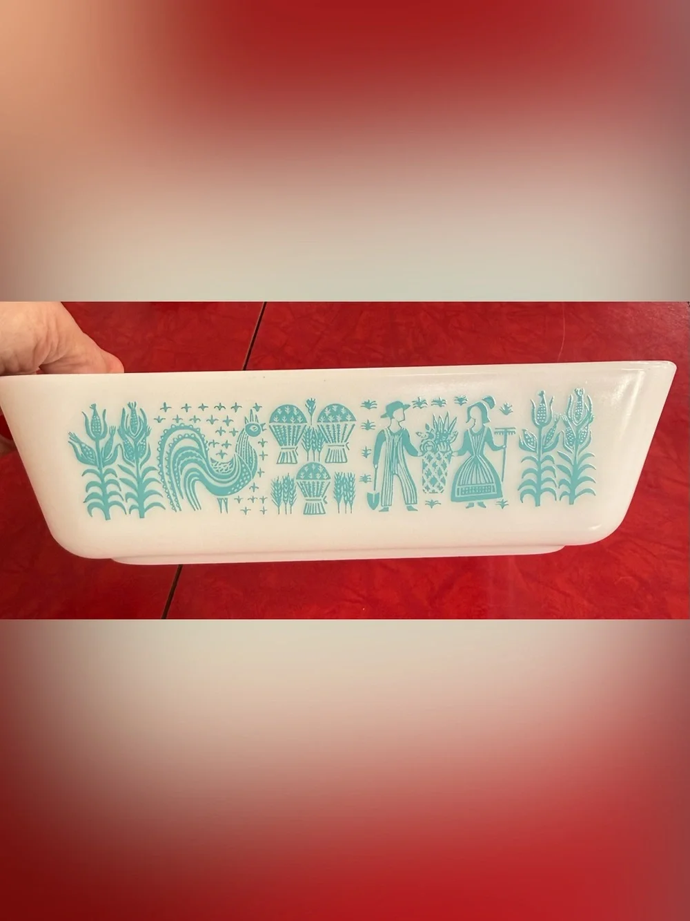 Vintage Pyrex 0503 Amish Butterprint Turquoise Refrigerator Dish 1.5 Qt No Lid